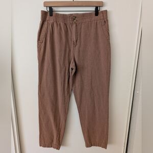 Marine Layer Womens Medium Elle Relaxed Crop Pant Brown Coastal Casual Cottage